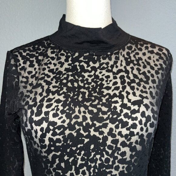 ALLSAINTS BELA LEOPARD SHEER BODYSUIT NEW WITH TAGS - Long Sleeve Mock Neck -  4 - Picture 4 of 14